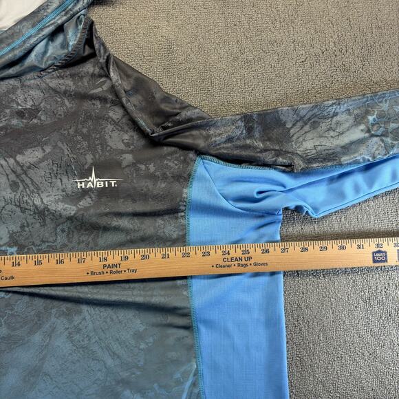 Habit UPF 40+ UV Protection Hooded Shirt Men's 2XL Blue Camo Fishing Performance - Picture 5 of 8